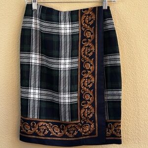 Brooks Brothers Tartan Plaid Wrap Style Skirt with Baroque Trim Size 4 EUC!